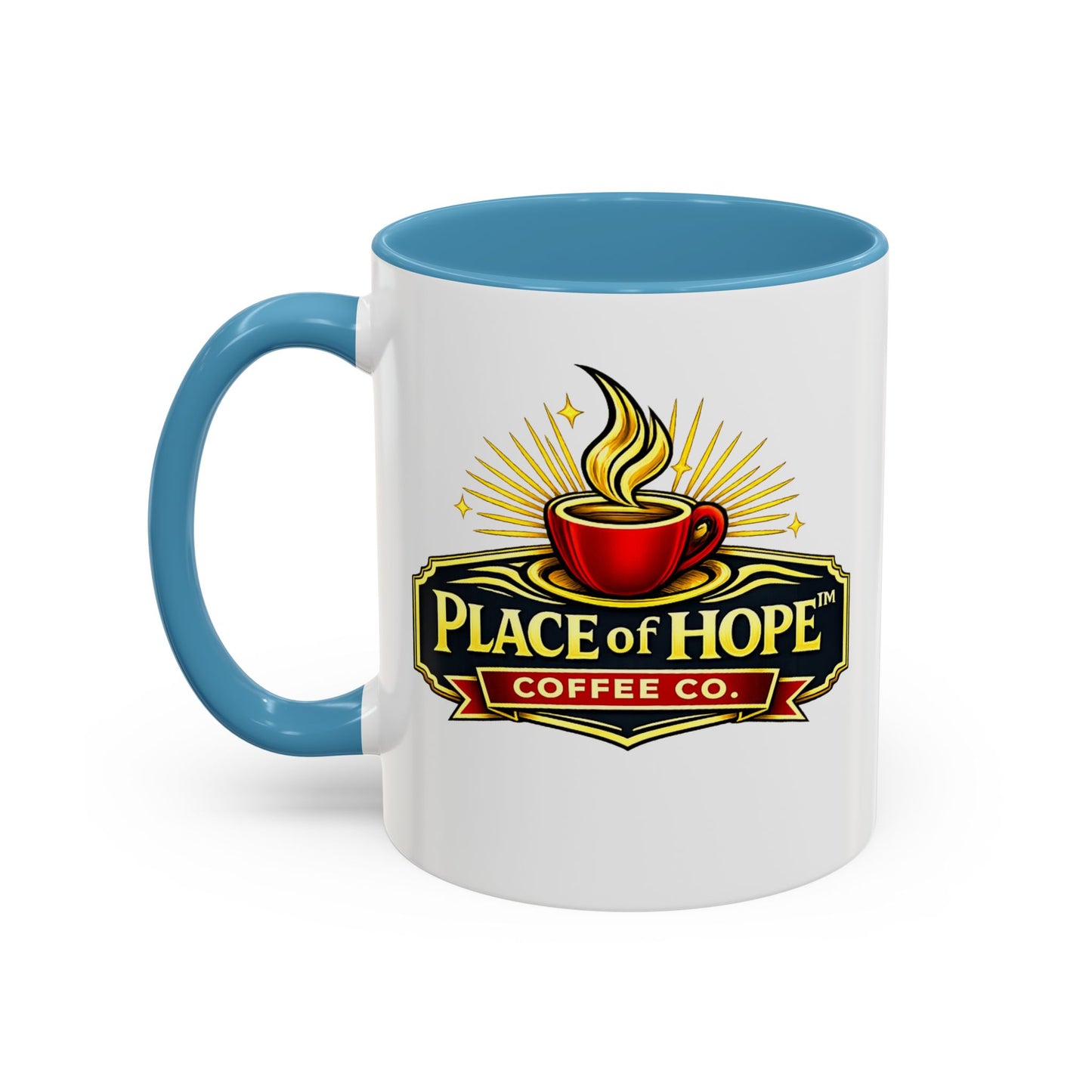 Brewing Hope Accent Coffee Mug — Inspirational Christian Morning Coffee Cup (11/15oz)