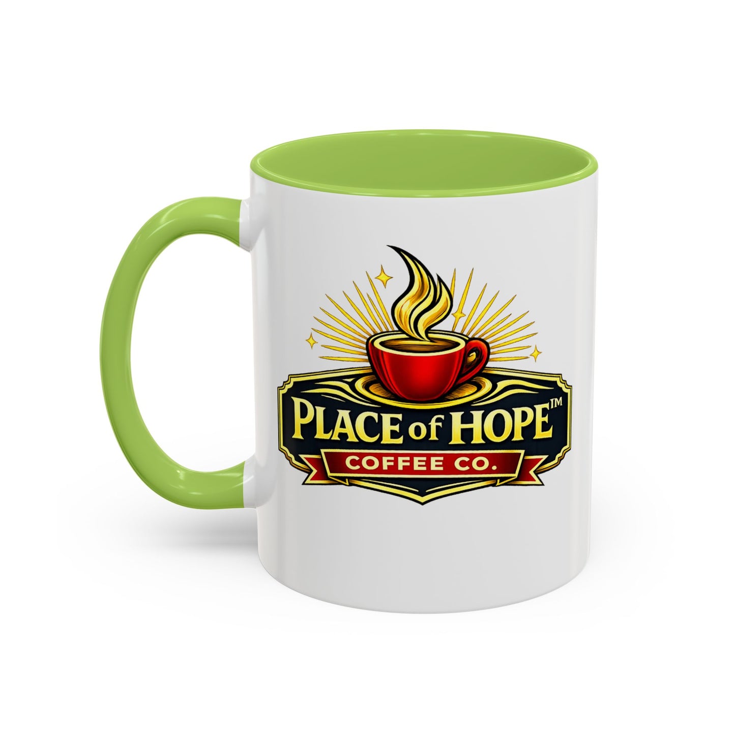 Brewing Hope Accent Coffee Mug — Inspirational Christian Morning Coffee Cup (11/15oz)